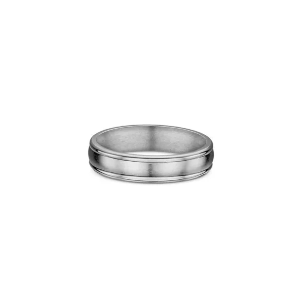 One plain titanium band ring. The ring features a matte finish in the center of the band.