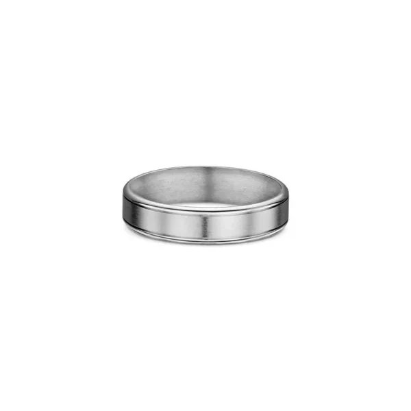 One plain band titanium ring has a subtle darker shade or greyish hue, directly facing the camera.