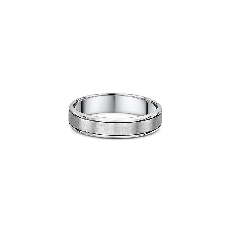 One plain silver band ring. The ring features a matte finish in the center of the band.