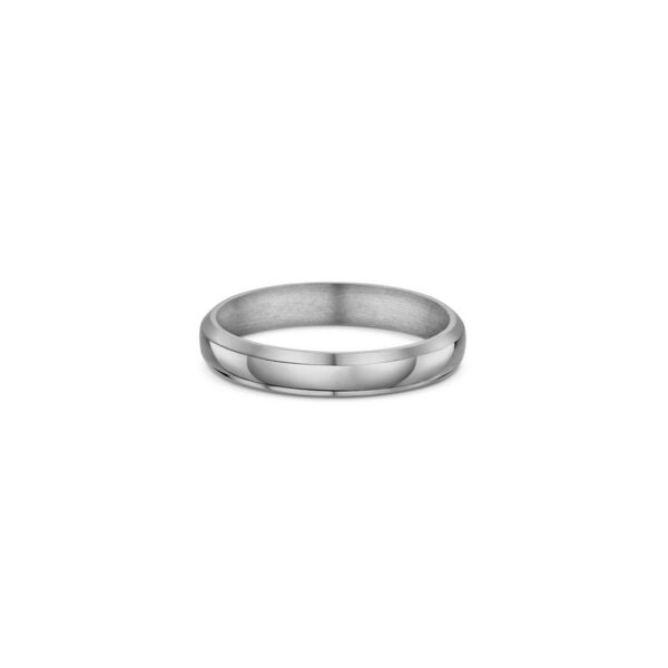 One plain band ring has a subtle darker shade greyish hue, directly facing the camera.