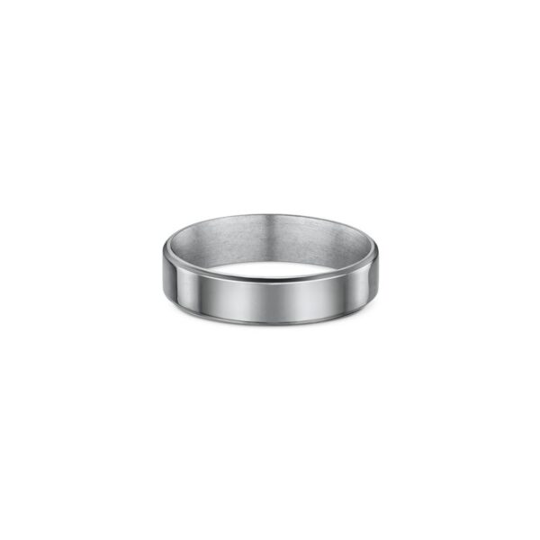 One plain band ring has a subtle darker shade or greyish hue, directly facing the camera.