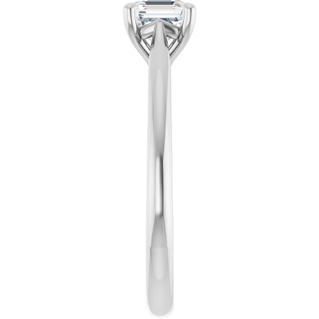 14K White Gold 5 mm Asscher Solitaire Engagement Ring Mounting
