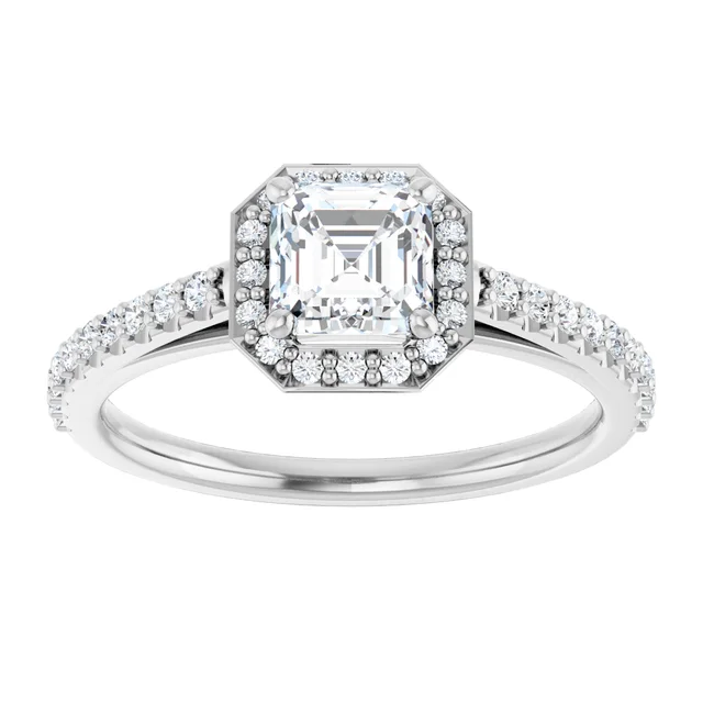 14K White Gold 5x5 mm Halo-Style Engagement Ring Mounting