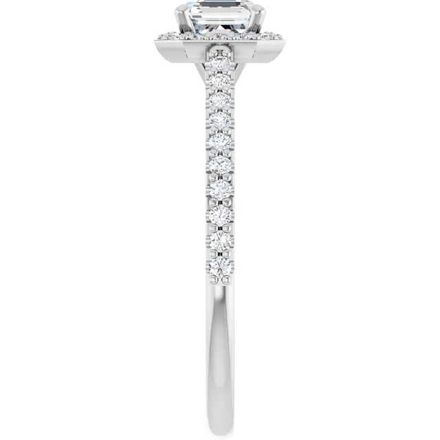 14K White Gold 5x5 mm Halo-Style Engagement Ring Mounting