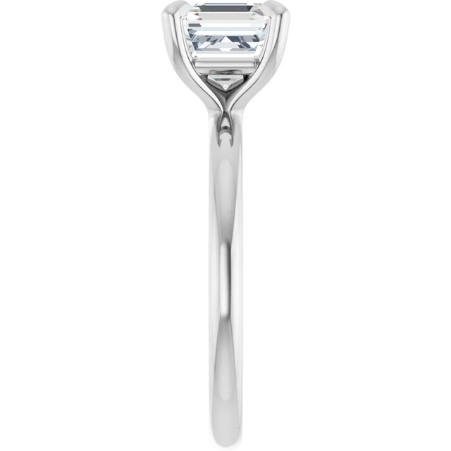 14K White Gold 7x7 mm Asscher Solitaire Engagement Ring