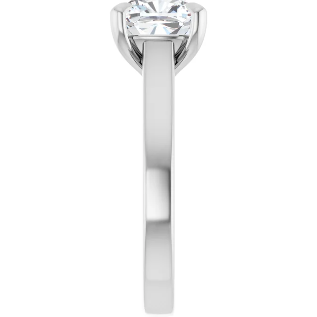 14K White Gold Cushion Cut Cathedral Diamond Engagement Ring