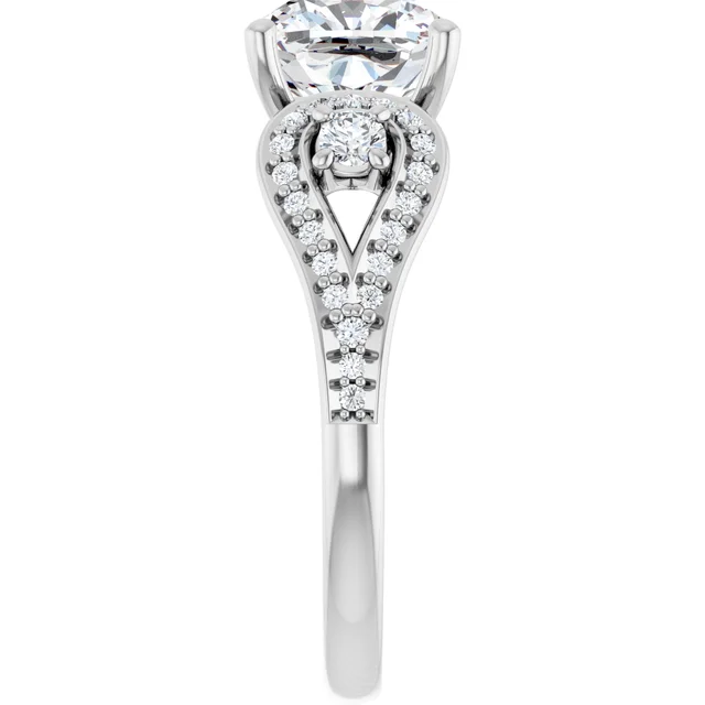 14K White Gold Cushion Cut Vintage Diamond Engagement Ring