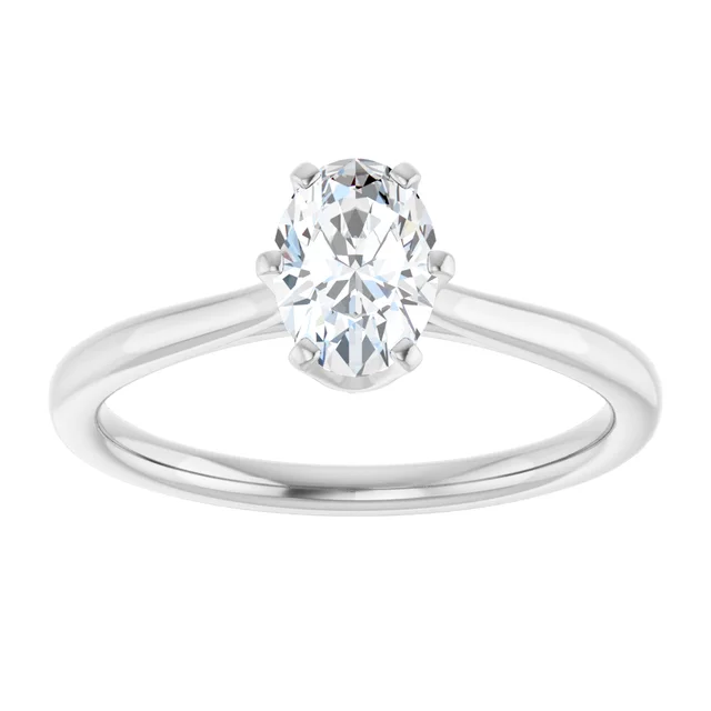 14K White Gold Oval Cut Bezel Diamond Engagement Ring