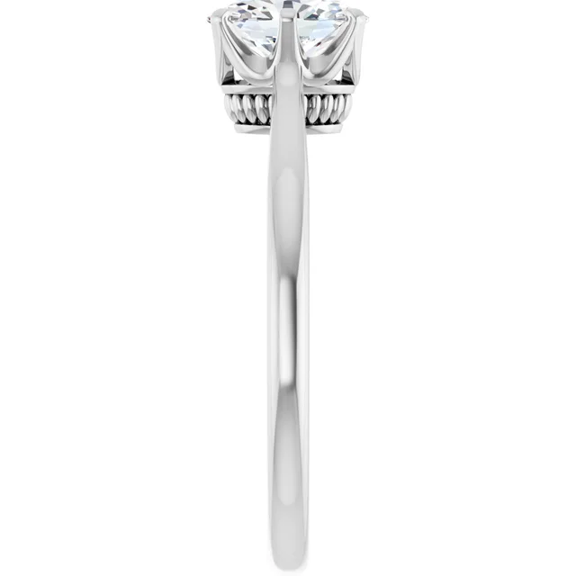 14K White Gold Oval Cut Bezel Diamond Engagement Ring
