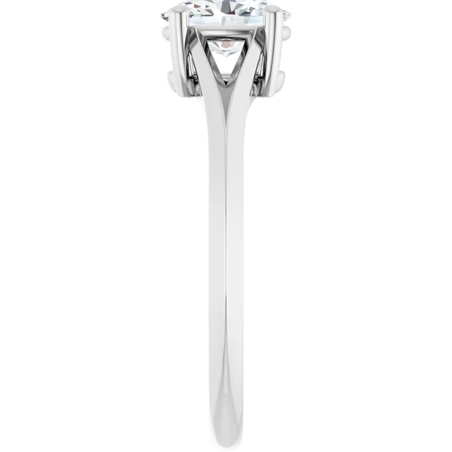 14K White Gold Oval Cut Cathedral Solitaire Diamond Engagement Ring