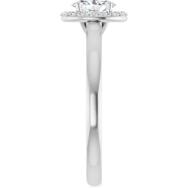14K White Gold Oval Cut Halo Diamond Engagement Ring