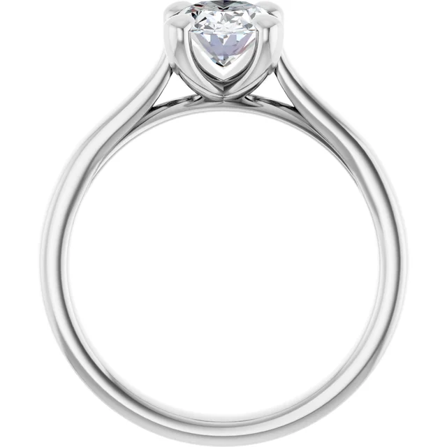 14K White Gold Oval Cut Solitaire Diamond Engagement Ring