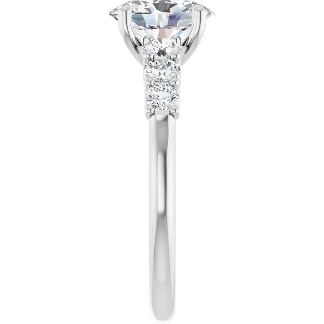 14K White Gold Oval Cut Three-Stone Diamond Engagement Ring