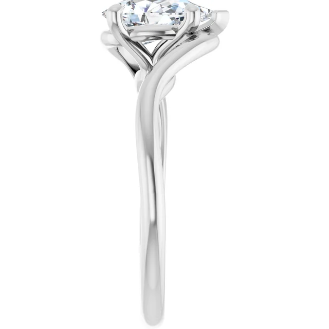 14K White Gold Pear Bypass Solitaire Diamond Engagement Ring