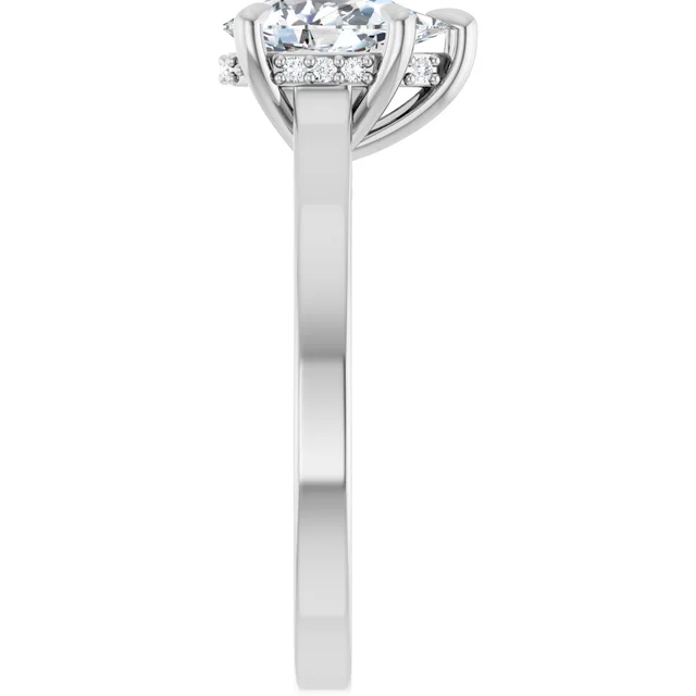 14K White Gold Pear Halo Solitaire Diamond Engagement Ring