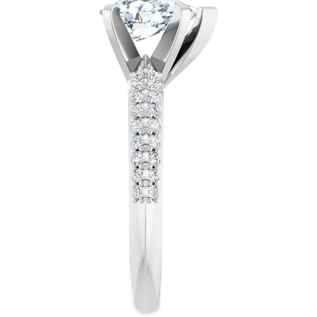14K White Gold Pear Pavé Diamond Engagement Ring
