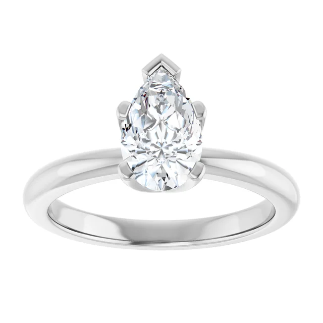 14K White Gold Pear Solitaire Diamond Engagement Ring