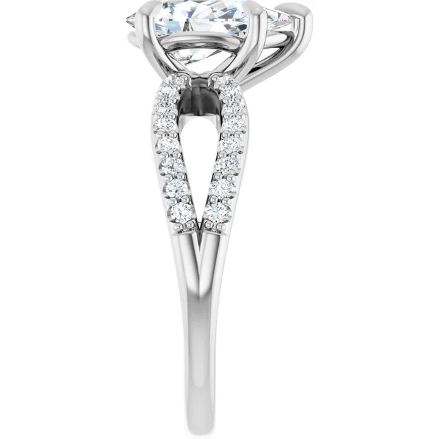 14K White Gold Pear Split Shank Diamond Engagement Ring