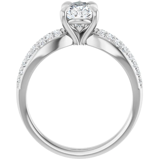 14K White Gold Pear Split Shank Diamond Engagement Ring