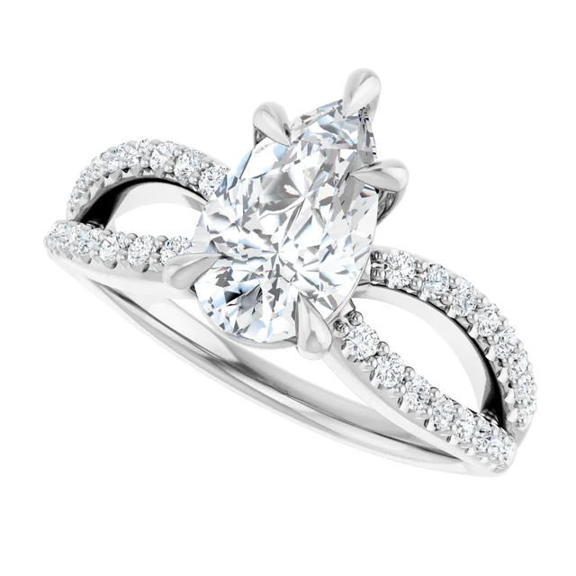 14K White Gold Pear Split Shank Diamond Engagement Ring