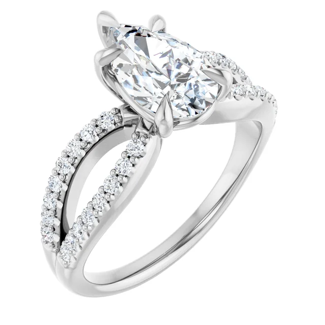 14K White Gold Pear Split Shank Diamond Engagement Ring