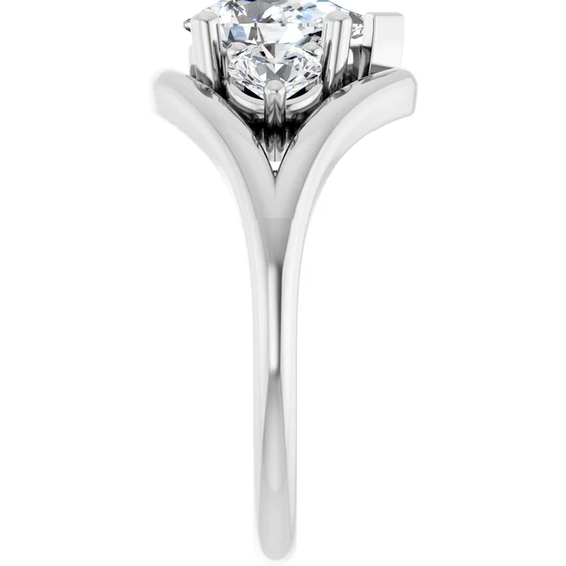 14K White Gold Pear Three-Stone Bypass Split Shank Diamond Engagement Ring