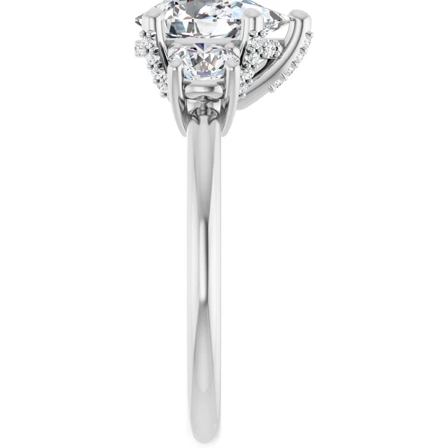 14K White Gold Pear Three-Stone Diamond Engagement Ring
