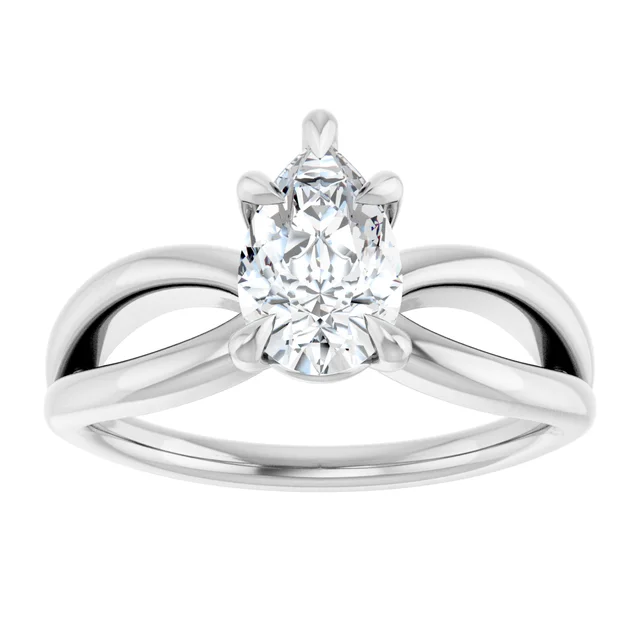 14K White Gold Pear Twisted Shank Diamond Engagement Ring