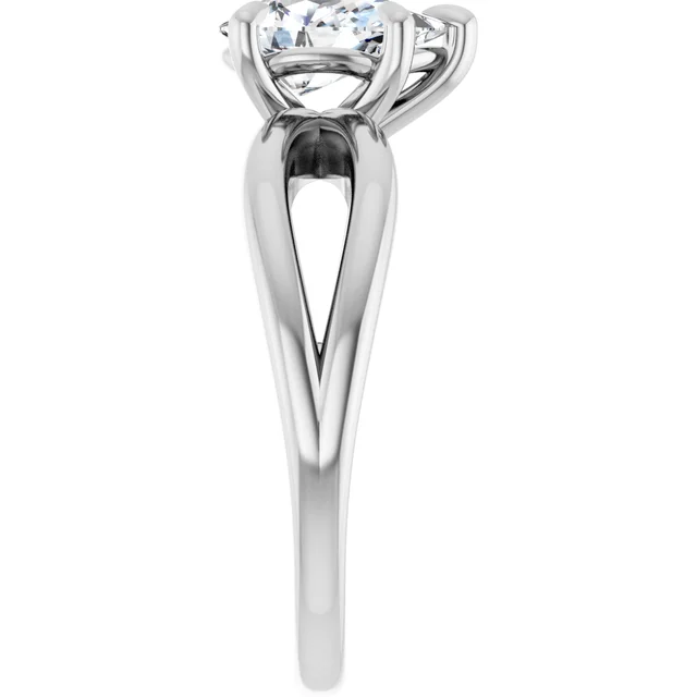 14K White Gold Pear Twisted Shank Diamond Engagement Ring