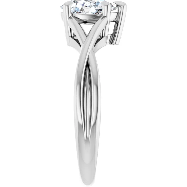 14K White Gold Pear Twisted Shank Solitaire Diamond Engagement Ring