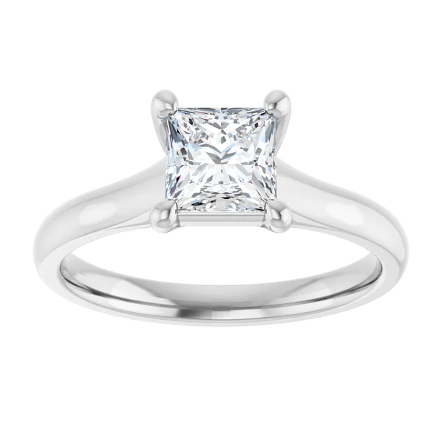 14K White Gold Princess Cut Solitaire Diamond Engagement Ring