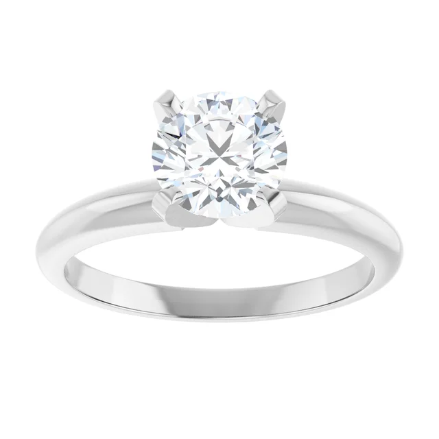 14K White Gold 6.5 mm Round Engagement Ring 3