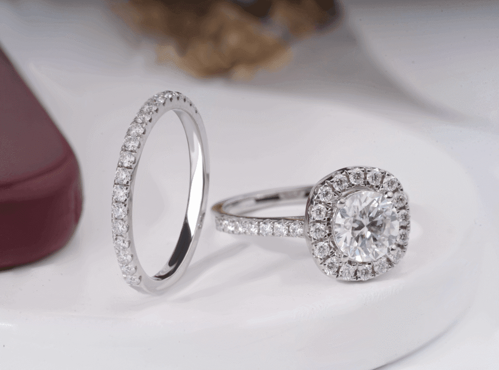 Two white gold diamond rings