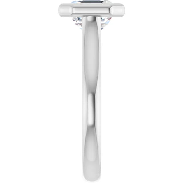 14K White Gold Asscher Bezel Diamond Engagement Ring