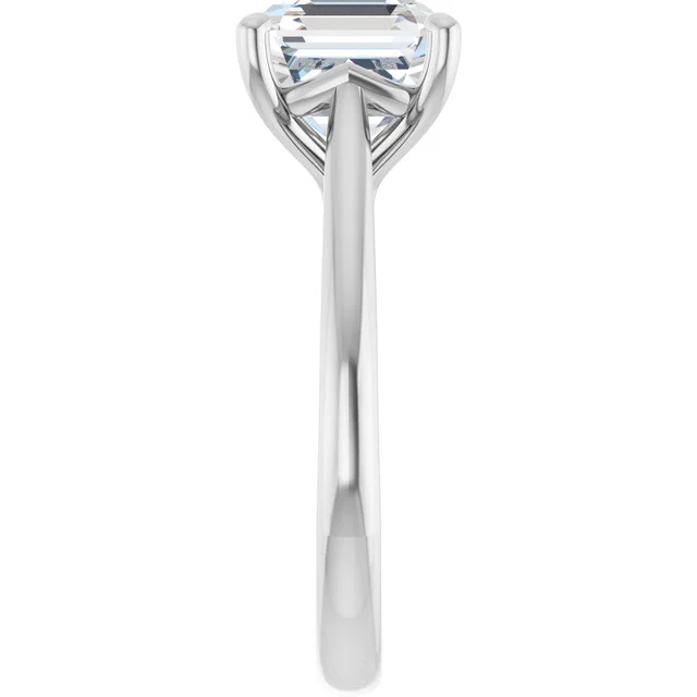 14K White Gold Asscher Cathedral Solitaire Diamond Engagement Ring