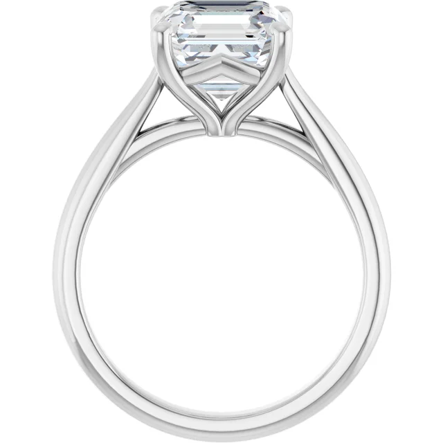 14K White Gold Asscher Cathedral Solitaire Diamond Engagement Ring