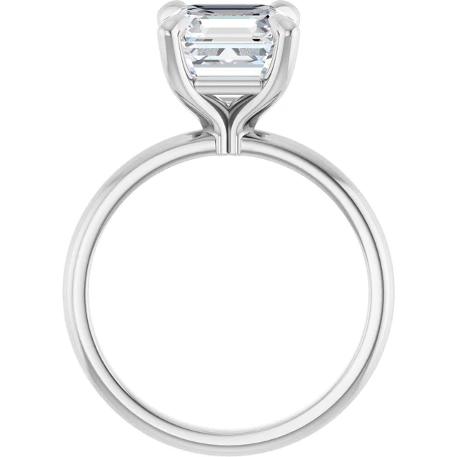 14K White Gold Asscher Solitaire Diamond Engagement Ring