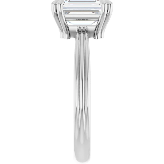 14K White Gold Emerald Cut Solitaire Diamond Engagement Ring