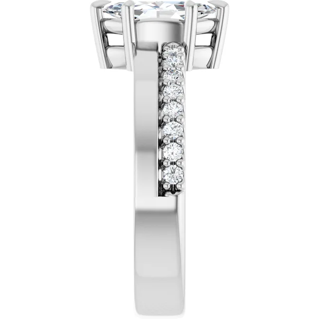14K White Gold Marquise Cut Pave Diamond Engagement Ring