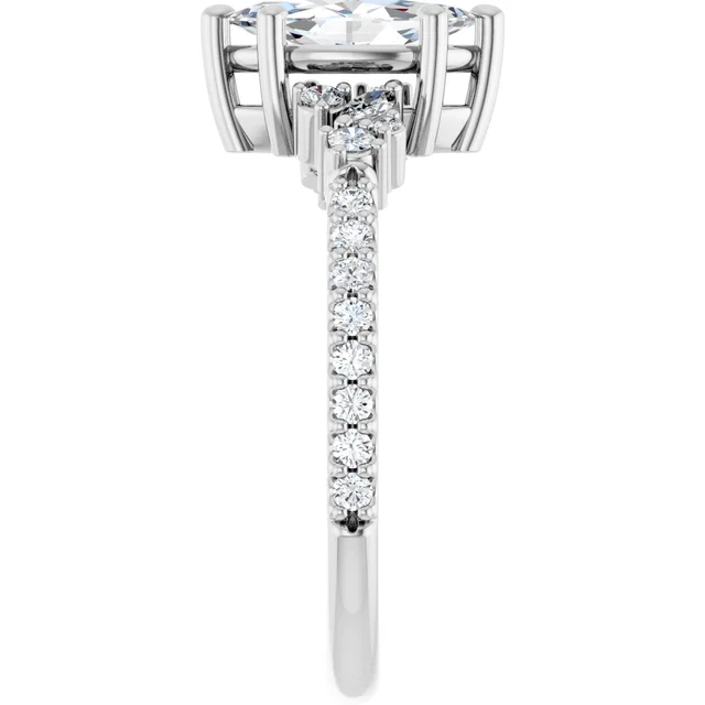 14K White Gold Marquise Cut Solitaire Diamond Engagement Ring