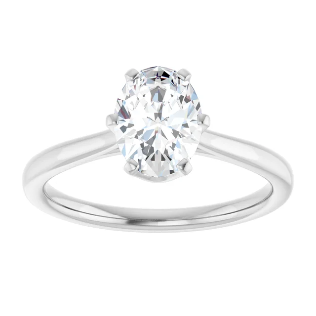 14K White Gold Oval Cut Basket Solitaire Diamond Engagement Ring