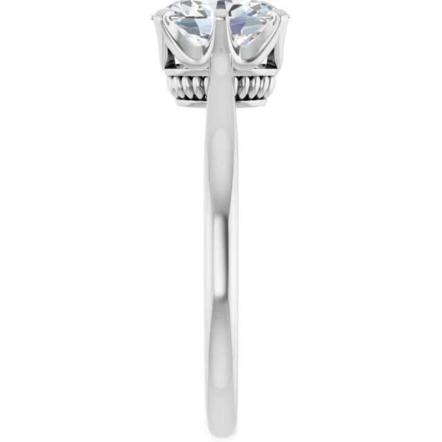 14K White Gold Oval Cut Basket Solitaire Diamond Engagement Ring