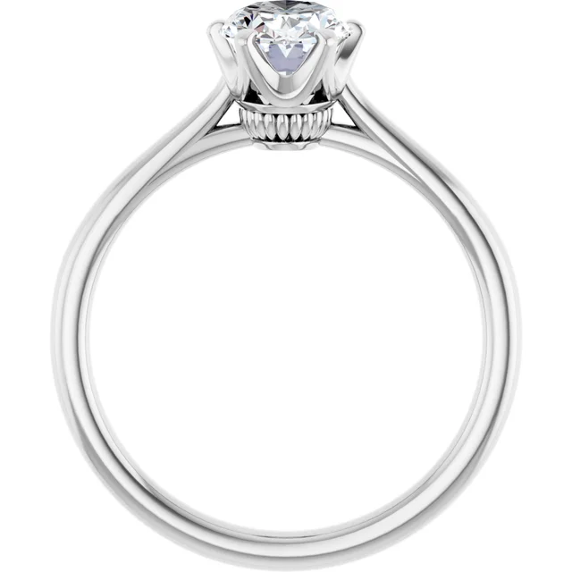 14K White Gold Oval Cut Basket Solitaire Diamond Engagement Ring