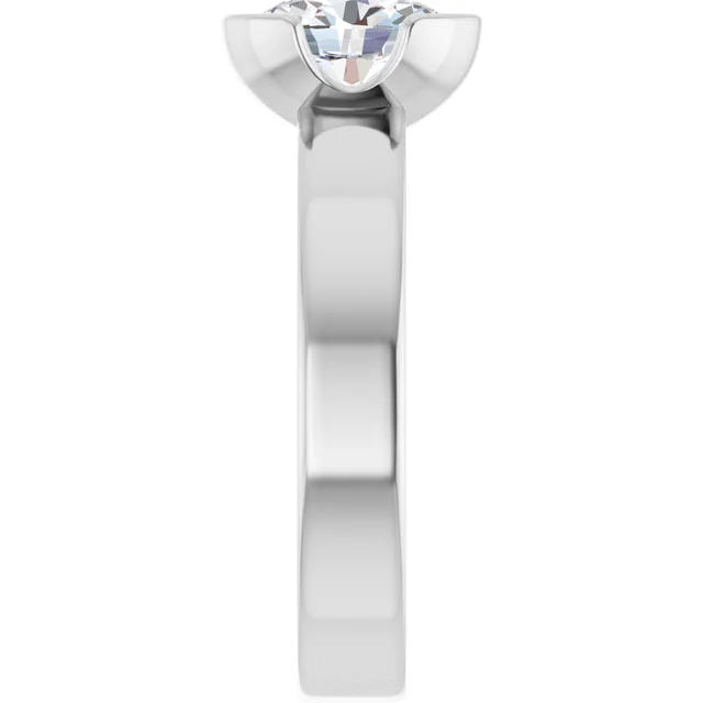 14K White Gold Oval Cut Bezel Diamond Engagement Ring