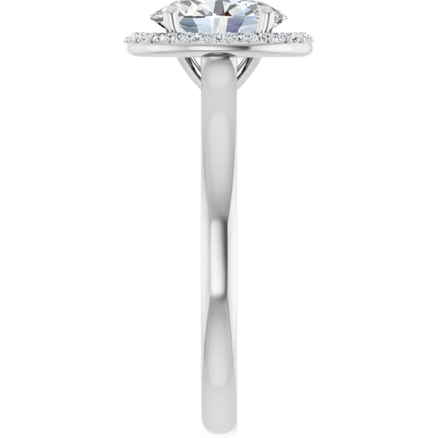 14K White Gold Oval Cut Halo Diamond Engagement Ring