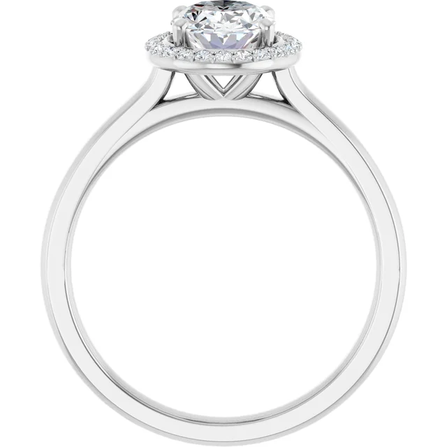 14K White Gold Oval Cut Halo Diamond Engagement Ring