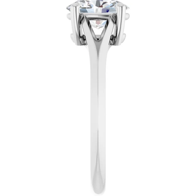 14K White Gold Oval Cut Split Shank Solitaire Diamond Engagement Ring