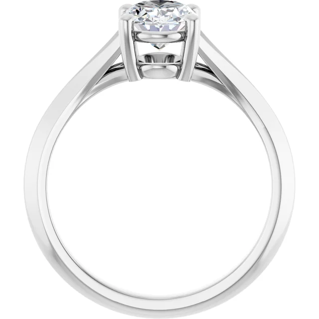 14K White Gold Oval Cut Split Shank Solitaire Diamond Engagement Ring