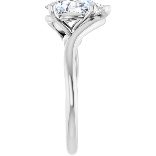 14K White Gold Pear Bypass Solitaire Diamond Engagement Ring