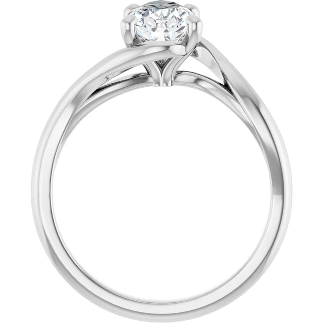14K White Gold Pear Bypass Solitaire Diamond Engagement Ring
